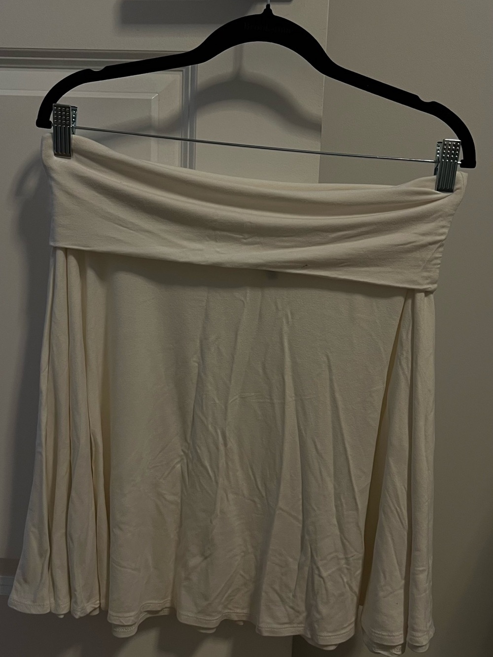Off-White Fold-Over Waist A-Line Skirt